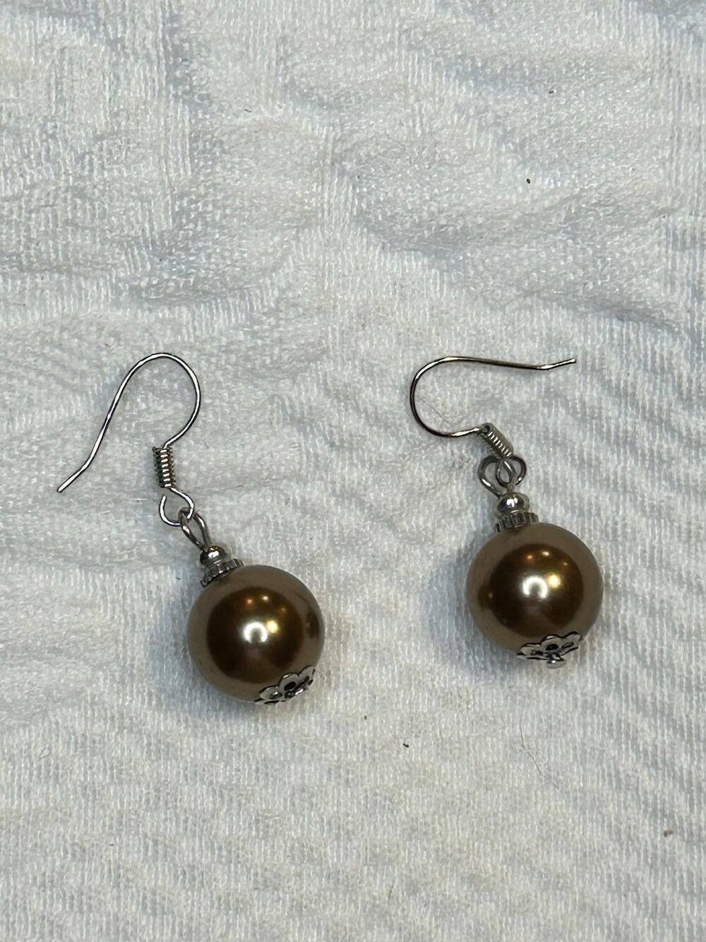 Gold Vintage Brass Tone Balls on Wire Hook Earrings